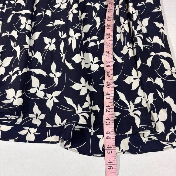 Lauren Ralph Lauren Silk Navy Floral Ruffle Short Sleeve Midi Dress Size 16 - Picture 12 of 12